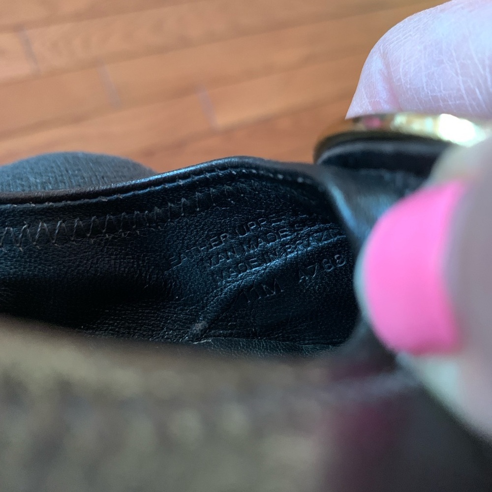 Tory Burch Black /darkest brown Leather Flats with Gold Accent - Picture 9 of 9
